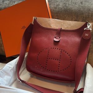 Authentic Hermes Evelyne PM Rouge Grenat